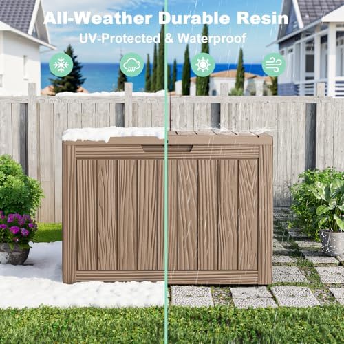 60 Gallon Outdoor Waterproof Storage Box, UV Resistant Resin Deck Box with Built-in Handle, Outdoor Storage Container for Patio Furniture, Garden Tools, Patio Cushions, Grey - Image 6