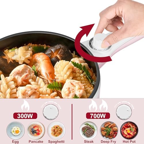 Dezin Electric Pot with Steamer, 1.5L Non-Stick Portable Hot Pot Electric - Image 5