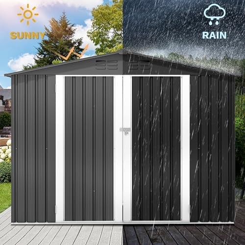 DWVO 7x5ft Metal Outdoor Storage Shed, Waterproof Tool Shed Heavy-Duty Storage Unit with Lockable Door and Vents, Ideal for Bicycles, Tools, Lawnmowers, Backyards, Patios, Lawns - Dark Gray - Image 4