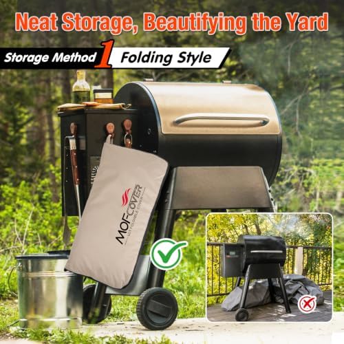 Foldable Grill Cover for Pit Boss 700FB 73700, Waterproof 600D Heavy Duty Wood Pellet Smoker Cover, Fade＆Tear Resistant Pellet Grill Cover for Lexington 500 540,Khaki - Image 2