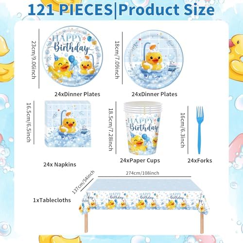 121PCS Duck Birthday Decorations Party Supplies for 24 Guests - Image 2