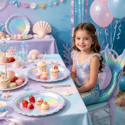 NatNarr 30 Pack Iridescent Plates, 9" Holographic Dessert Cake Plates - Image 4