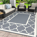 GENIMO Outdoor Rug, Waterproof Plastic Rugs for Patio, 5'x8' Grey White by GENIMO