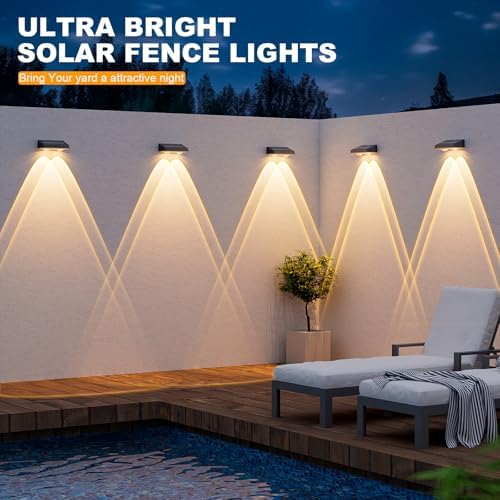 NIORSUN Solar Fence Lights,24 Pack Deck Light,Led Lights Warm White Outdoor Wall Lights,IP45 Solar Powered Light Waterproof for Backyard/Pool/Railing/Patio/Porch/Step/Outside/Garden (Black) - Image 2