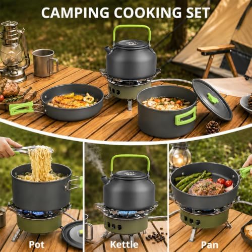 aiGear Camping Cookware with Pot Pan Kettle Cutlery Tableware 1-2 People - Image 5