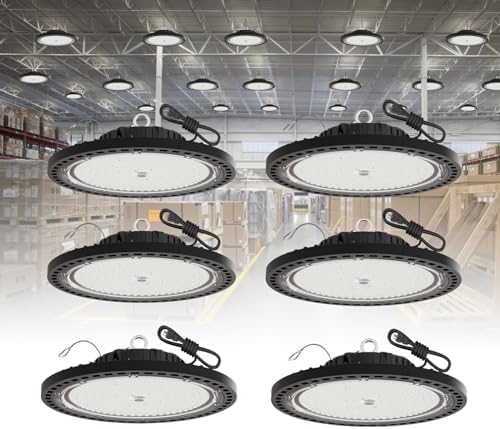 200W UFO High Bay LED Shop Lights, 6 Pack, 29000 LM, 5000K, AC110-277V by GGTH