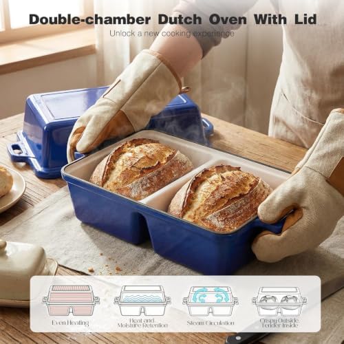 Double Dutch Oven for Sourdough Bread Baking, Enameled Cast Iron Dutch Oven - Image 5