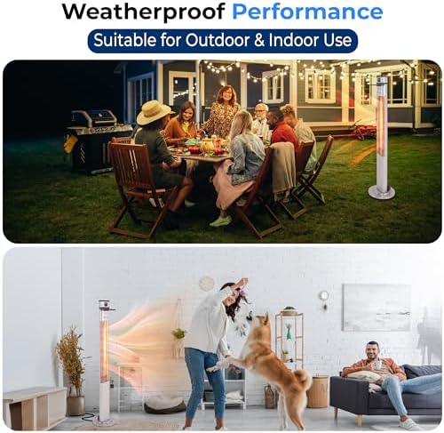 SereneLife Infrared Patio Heater, 1500W Electric Standing with Remote Control, IP44 Approved, Odorless, Three Power Settings, Indoor/Outdoor for Restaurant, Backyard, Garage, Decks - Image 6