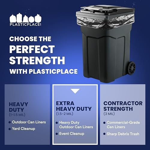 Plasticplace 95-96 Gallon Garbage Can Liners │ 1.5 Mil │ Black Heavy Duty Trash Bags │ 61” X 68” (50Count) (W95LDB15) - Image 6