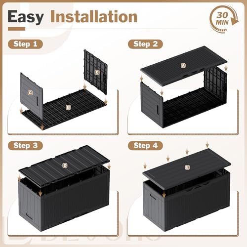 Devoko 100 Gallon Waterproof Deck Box, Resin Large Outdoor Storage Box - Image 6