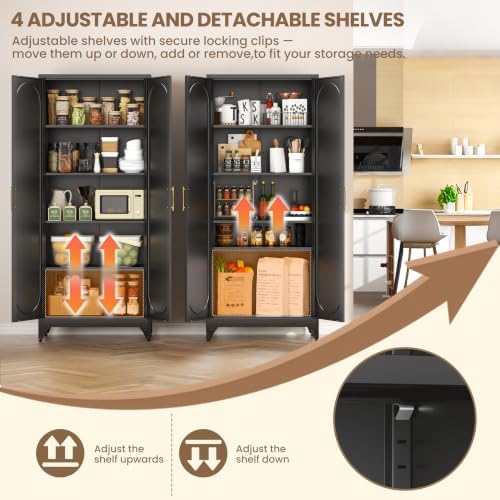 75"Kitchen Pantry Cabinet, Storage Cabinet with Doors and Shelves - Image 5
