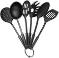 Chef Buddy 6-Piece Kitchen Utensils Set â€“ Plastic Cooking Tools - Includes Essential Spatulas, Spoons, and Gadgets for Every Home Cook (Black) by ChefBuddy