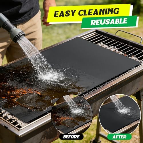 16.45 x 142 Inch Grill Mats for Outdoor Grill,Cut to Any Size Grill Mats Non Stick -100% Non-Stick Reusable Mats for Gas, Charcoal or Electric Grills - Easy to Clean - Image 4