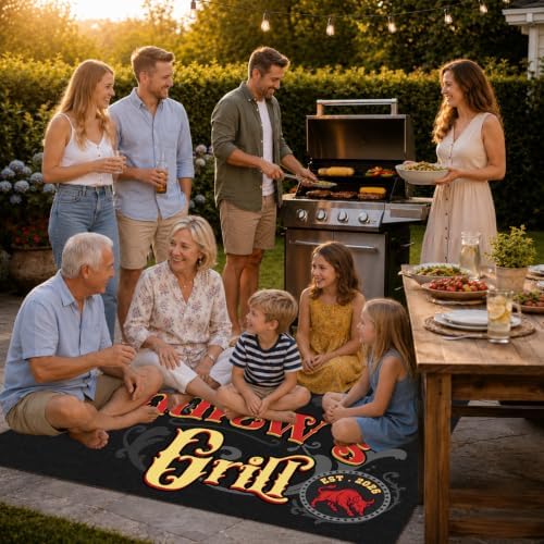 Custom XL Under The Grill Mat, Personalized Name BBQ Floor Mat (D5) - Image 5