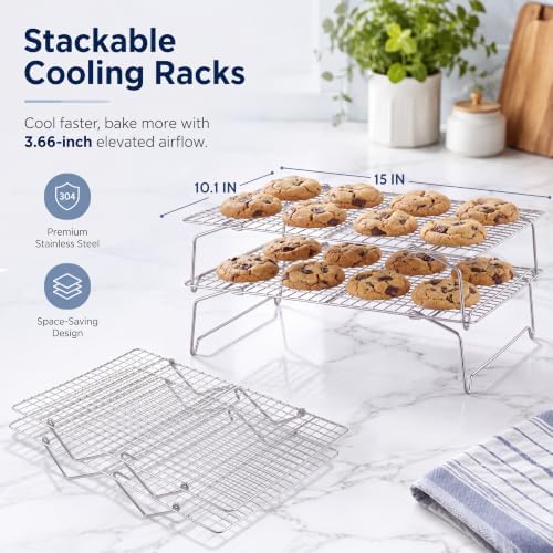 E-far 5-Tier Collapsible Cooling Racks for Cooking and Baking, 15”x10” - Image 2