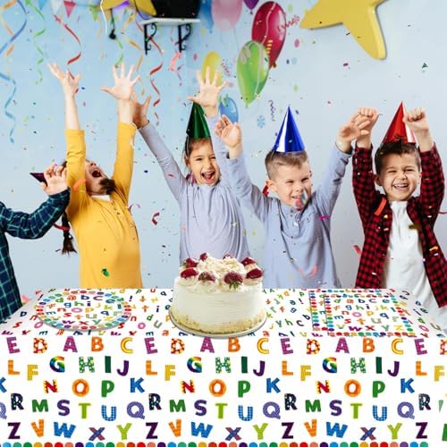 41Pcs Colorful ABC Birthday Party Decorations Alphabet Colorful Party Supplies ABC Rainbow Dots Plates Napkins Tablecloth丨Kids Birthday Educations Party Classroom First Day School Party,Serv 20 - Image 6