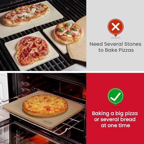 Unicook 18 x 18 Inch Extra Large Pizza Stone for Oven and Grill, 12.2 Lbs - Image 4