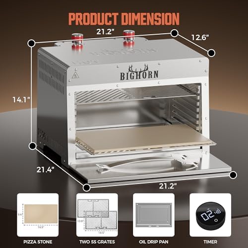 BIG HORN OUTDOORS 1500°F Infrared Propane Gas Grill – Portable Steak Broiler & Sear Station, Outdoor Salamander BBQ, Stainless Steel, 21.2 inch - Image 6