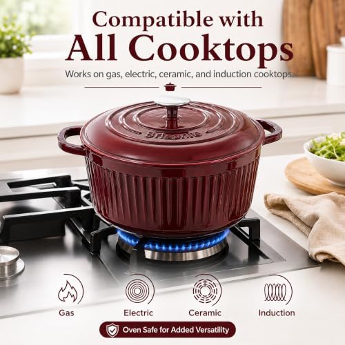 SENSARTE 5.5QT Dutch Oven with Lid, Enameled Cast Iron Dutch Pot Oven Safe - Image 6