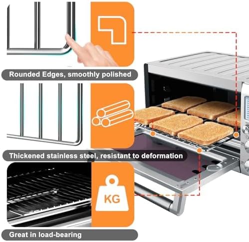 GCQ Wire Rack for Breville Smart Oven Pro Countertop Oven BOV845BSS,14''×11.6'' Stainless Steel Air Fryer Accessories Replacement Parts Roasting Steamer Grill Racks Baking Tray，Dishwasher Safe - Image 4