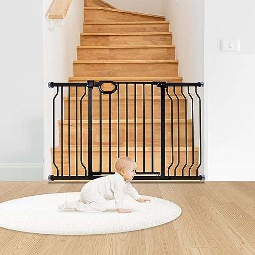 owlie 29-52 Inch Wide Baby Gate with Door for Stairs Doorways - Image 6