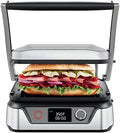Chefman 5-in-1 Digital Panini Press Grill Sandwich Maker and Griddle Grill Combo with Removable, Reversible Dishwasher-Safe Grilling Plates, Opens 180° for Indoor BBQ /Flat Top Grill, Stainless steel by Chefman