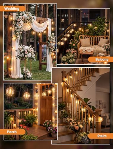 100FT G40 LED Outdoor String Lights, Patio Globe Lights with 52 Shatterproof LED Bulbs, Waterproof Dimmable Hanging Lights, Connectable Black Wire Bistro Lights for Backyard Porch Garden Party Café - Image 5