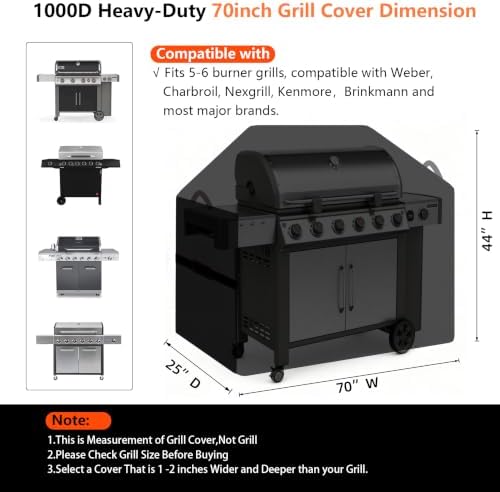 70" BBQ Grill Cover for Outdoor Grill 1000D Heavy Duty Waterproof - Image 2