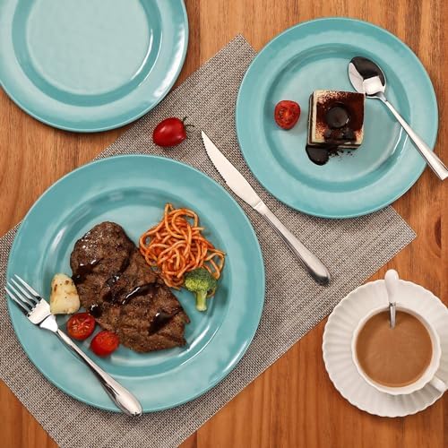 TP 18-Piece Dinnerware Set, Melamine Dishes Set with Bowls and Plates, Service for 6, Non-breakable Lightweight Dining Tableware, Teal - Image 6