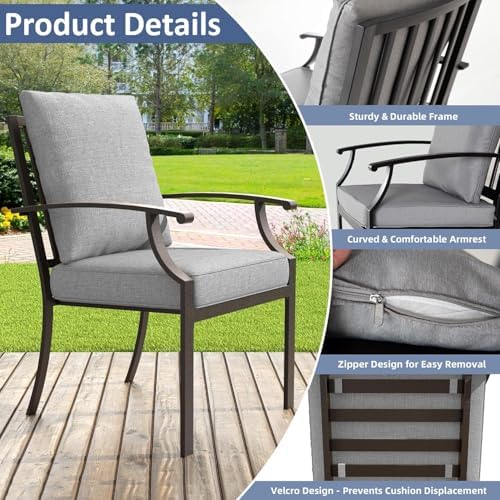 ALAULM 9-Piece Patio Dining Set with 14FT Patio Umbrella,Outdoor Dining Set with 8 Metal Chairs & Rectangle Table with1.5 Umbrella Hole, Patio Dining Table and Chairs for Backyard,Poolsid-Grey - Image 2