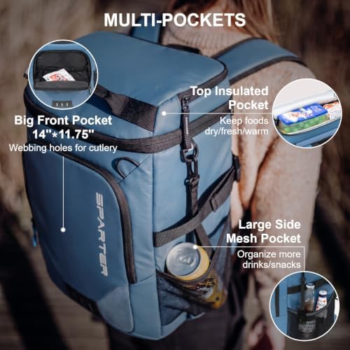 SPARTER Backpack Cooler Insulated 33/49 Can Leakproof Waterproof Bag Beach - Image 4
