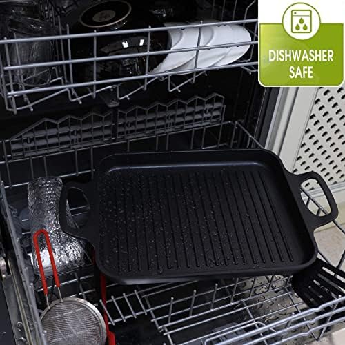 S·KITCHN Nonstick Grill Pan, Induction Stove Top Grill Plate, Glass Grilling Pan for Indoor, Gas Range Grill Panel/Skillet - Image 6