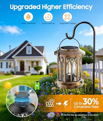 Solar Lantern Outdoor Lights with Metal Hooks, Upgraded Solar Lanterns - Image 4