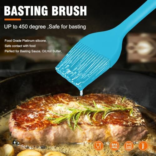 Walfos Silicone Basting Pastry Brush, 600℉ Heat Resistant Pastry Brush for BBQ Grill Baking Kitchen Cooking, BPA Free and Dishwasher Safe - Image 4