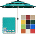 EliteShade USA 10-Year-Non-Fading 10ft 3-Tier Market Patio Umbrella, Commercial Table Umbrella with 80 Solar LED Lights, Crank Open, Windproof & UPF 50+ UV Protection for Garden, Deck, Pool, Backyard, No Tilt, Teal by EliteShade