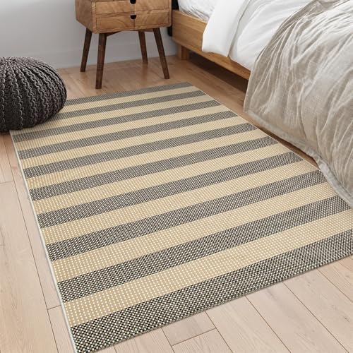 OJIA Indoor Outdoor Rugs 4'x6', Washable Outdoor Patio Rug Tan Camping Rug - Image 7