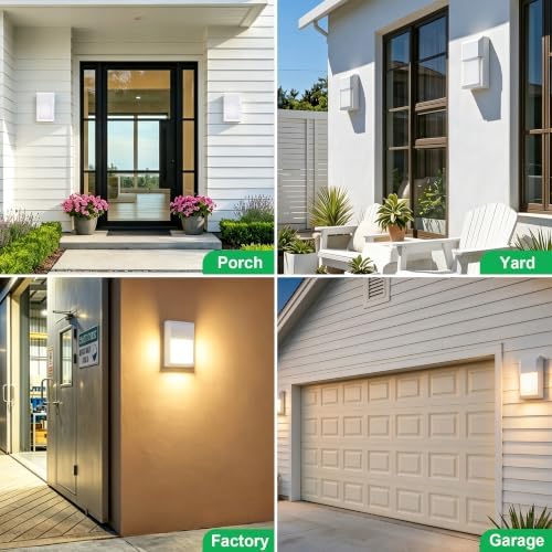 LIT-PaTH Outdoor Wall Light Fixture, Aluminum, LED 3000K, White, 2 Pack - Image 6