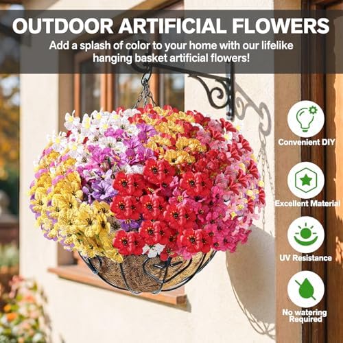 Powbrace 60 Pack Artificial Flowers for Outdoor Indoor Fake Plants(Mixed) - Image 2