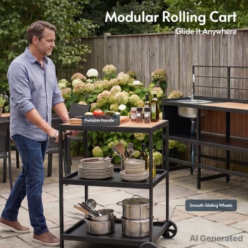 Modular Outdoor Kitchen Island with Sink, 4Pcs Aluminum Outdoor Kitchen Kit - Image 4