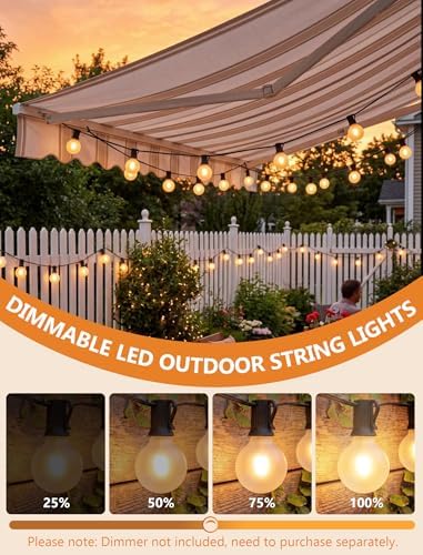LED Outdoor String Lights 25Ft G40 Frosted White Globe Patio Lights Waterproof with 27 Shatterproof LED Bulbs, Hanging Outdoor Christmas Decorations Lights for Backyard Bistro Wedding Party Garden - Image 4