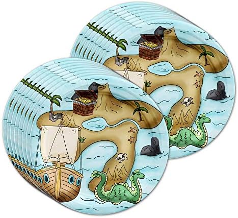 Pirate Treasure Map Birthday Party Supplies - Treasure Hunt Party Kit for 16 Includes Plates, Napkins and Cups - Image 2