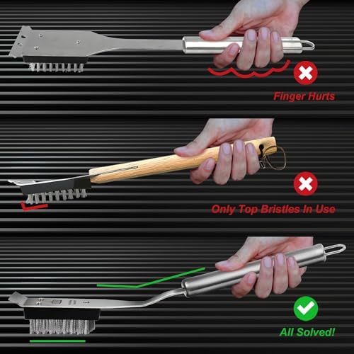 GRILLART Grill Brush and Scraper, Wire BBQ Grill Brush for Outdoor Grill, 16.5” Grill Cleaning Brush BBQ Grill Accessories, Safe Grill Cleaner Brush-Ideal Gift for Men/Dad BBQ Brush for Grill Cleaning - Image 4