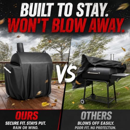 Utheer 600D Waterproof Grill Cover for Royal Gourmet CC1830/CC1830V Grill - Image 3