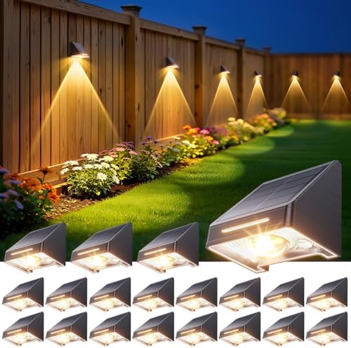 KOOPER Solar Fence Lights Outdoor Waterproof 20 Pack, Solar Fence Lights with Ultra-Bright LED Lens, 10 Modes & 9 Colors Outdoor Solar Lights for Fence, Backyard, Railing, Patio, Wall, Step, Deck by KOOPER