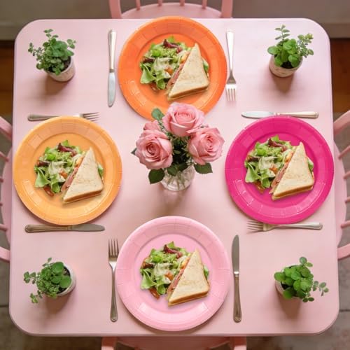 180pcs Pink and Orange Party Decorations,Serves 60 - Image 4