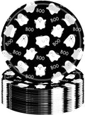 50Pcs Halloween Party Plates Ghost Spooktacular Halloween Paper Plates 7Inch Pumpkin Ghost Plates Black White Boo Paper Plates for Haunted House Themed Boo Pumpkin Birthday Party Decorations (white) by HSPAIDYP
