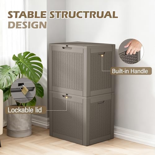 Outdoor Storage Waterproof Deck Box for Patio (30 Gallon, Grey) - Image 5