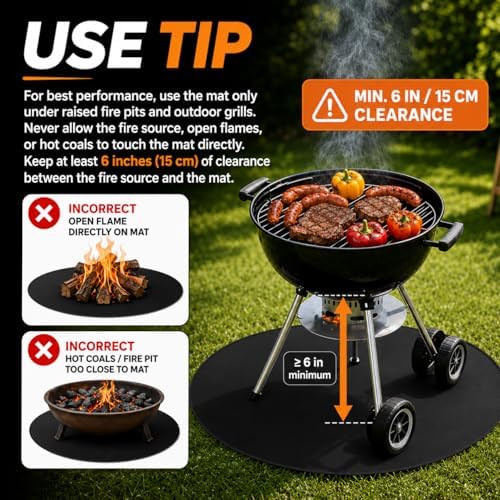 38inch Fire Pit Mat, Round Under Grill Blanket for Outdoor Grill, Fireproof Mat, Oil Proof Waterproof Under Floor BBQ Accessories Protector for Solo Stove Accessories - Image 4