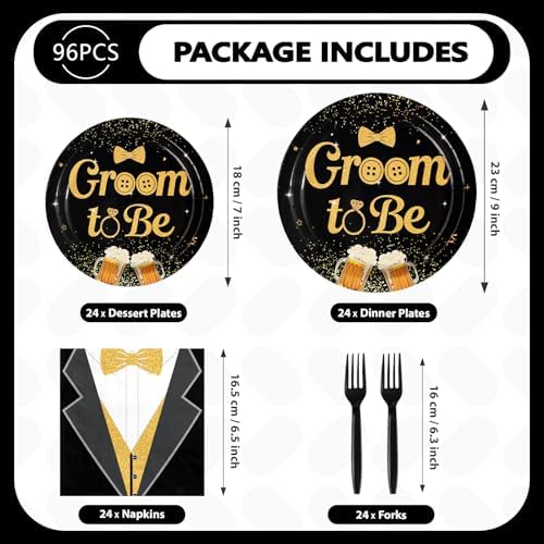 96 Pcs Groom to Be Bachelor Party Decorations for Men, Serves 24 - Image 4