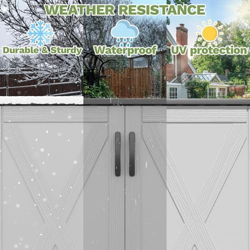 Devoko 50 Cu Ft Plastic Outdoor Storage Cabinet, White - Image 4
